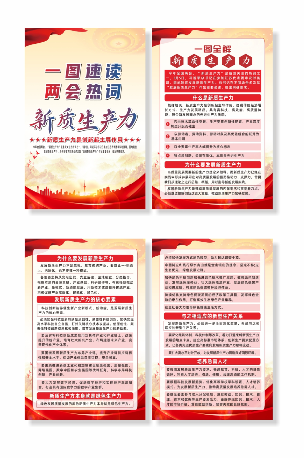 两会热词新质生产力党建宣传系列海报素材
