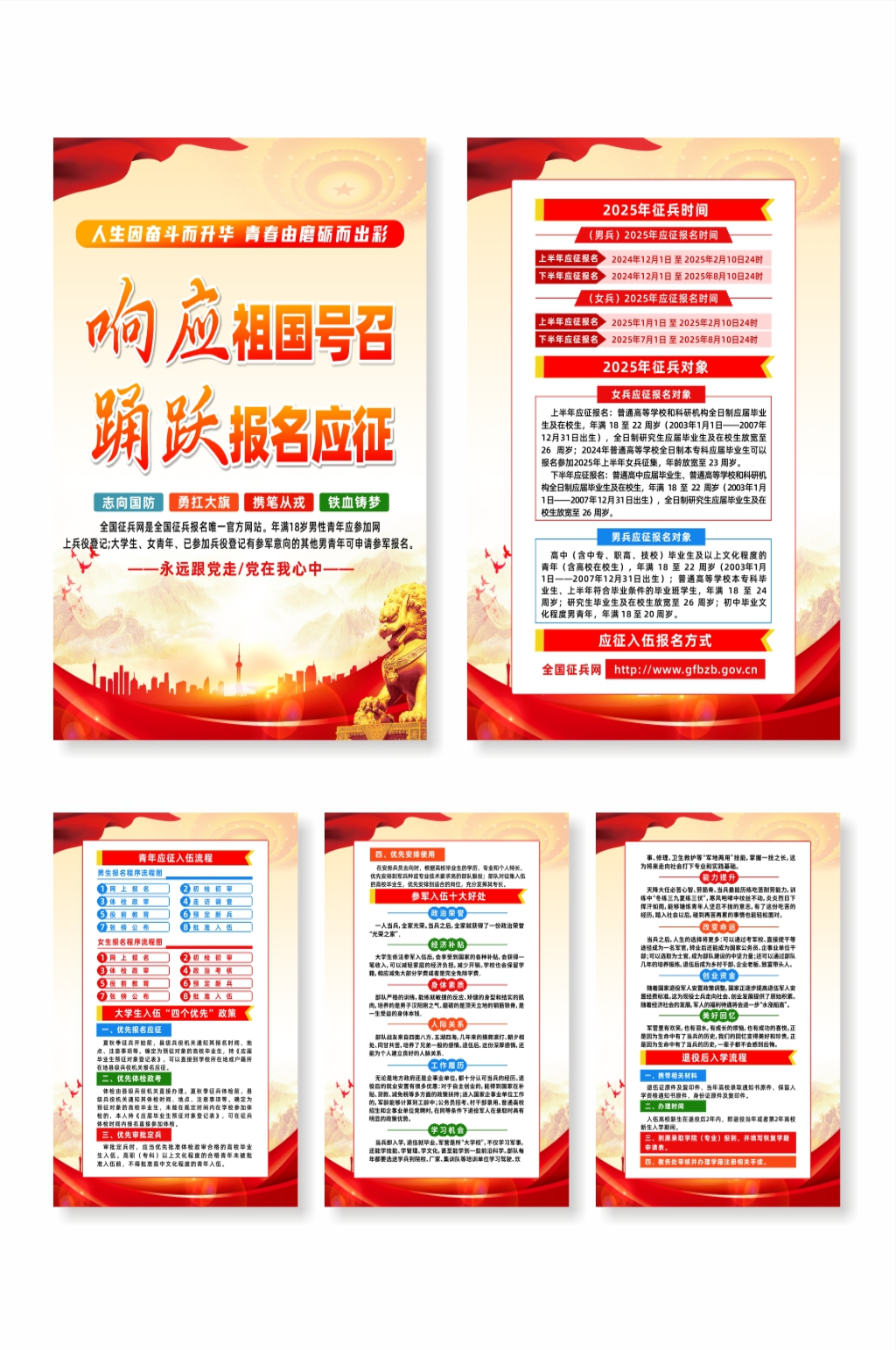 2025年征兵当兵工作政策解读系列海报素材