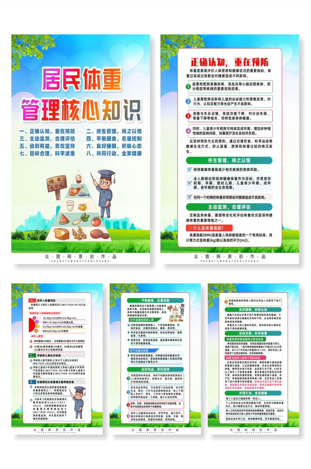 居民体重管理指导原则宣传栏减肥健身系列海报素材