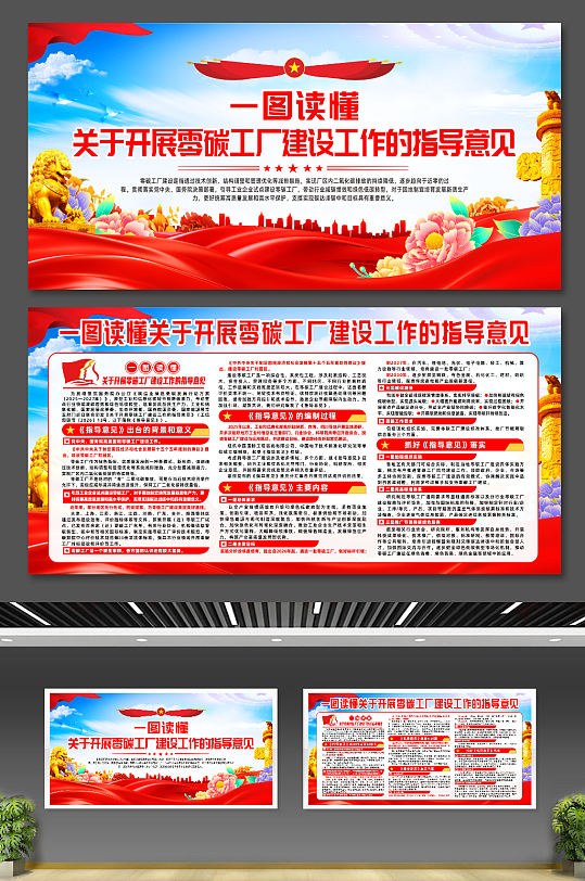 关于开展零碳工厂建设工作的指导意见展板-众图网