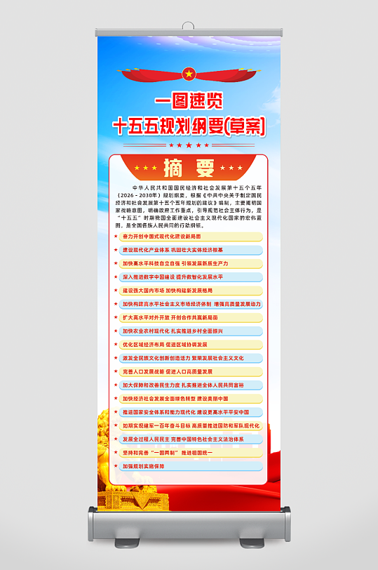 全国两会十五五规划纲要草案摘要宣传展架-众图网
