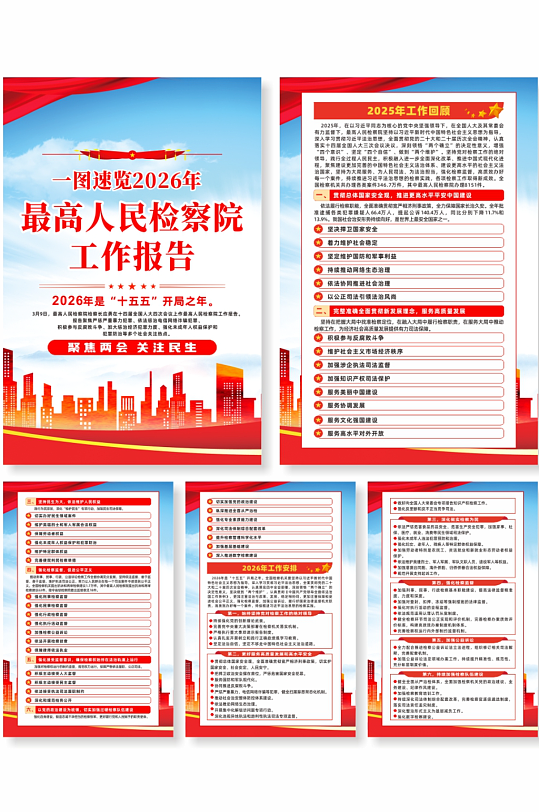 2026年最高人民检查院工作报告宣传海报-众图网
