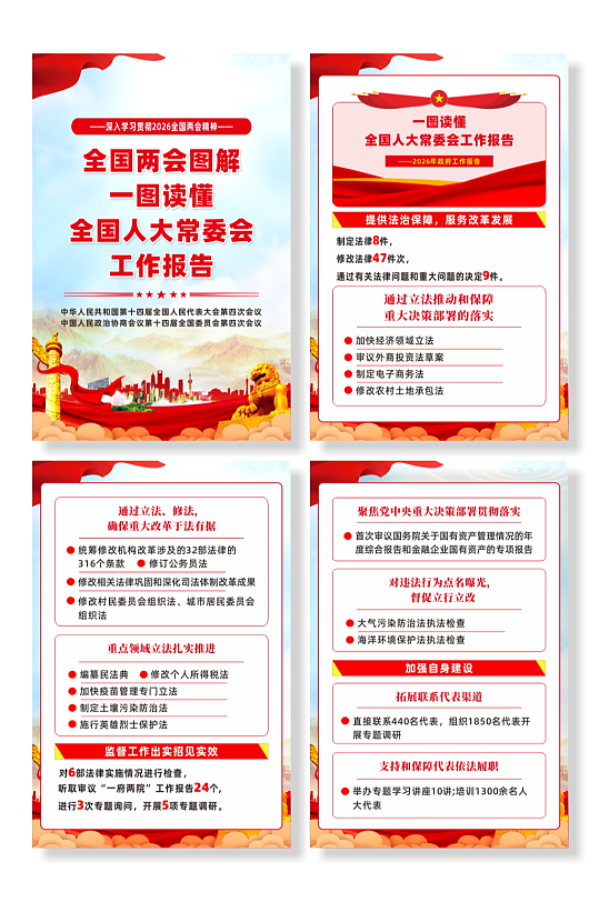 2026全国人大常委会工作报告宣传海报-众图网