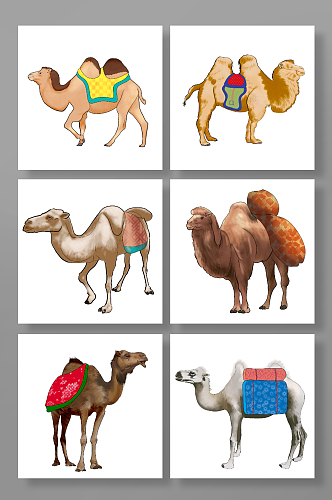 分层免抠沙漠之舟沙漠骆驼动物元素插画