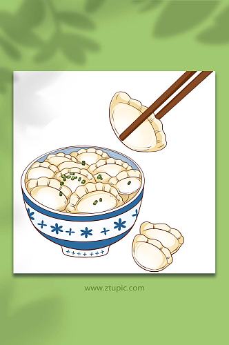 冬至特色美食饺子元素插画