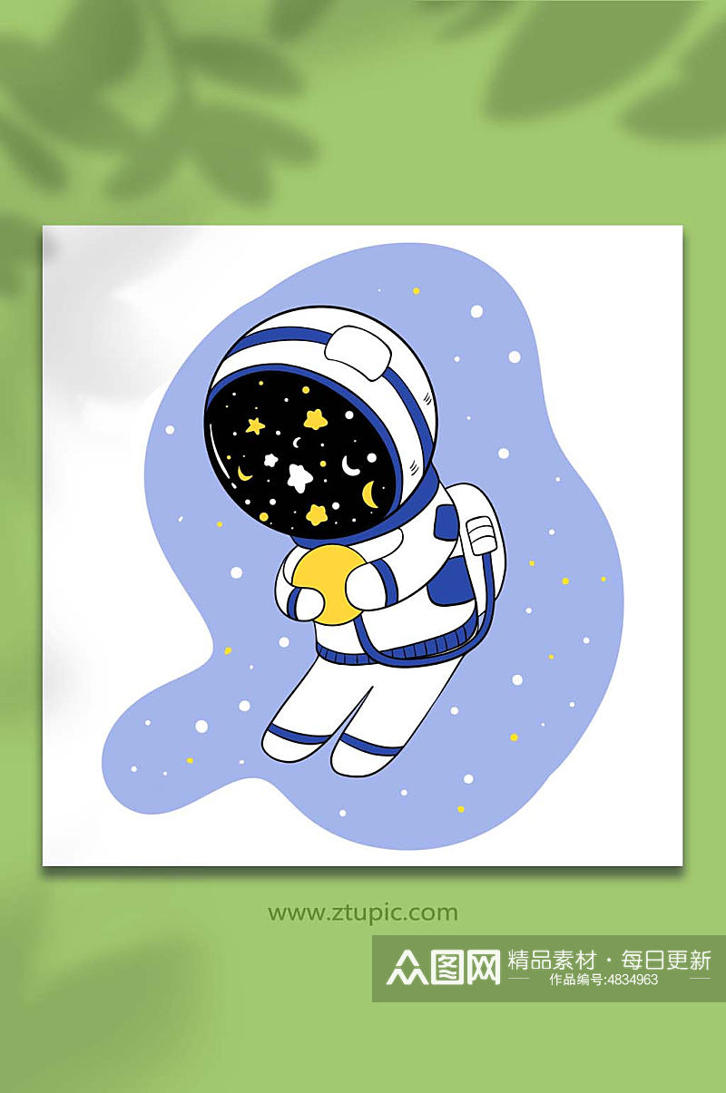 宇航员卡通Q版插画素材元素素材