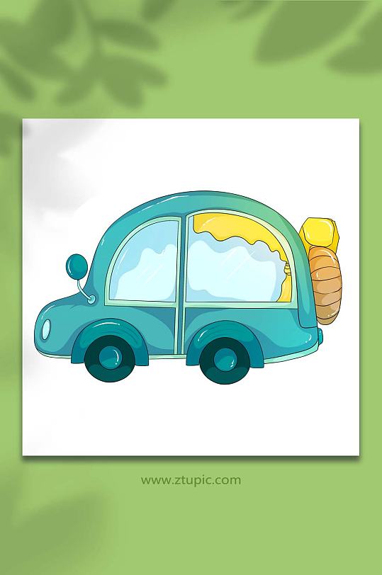 旅行出游小汽車小清新插畫素材元素