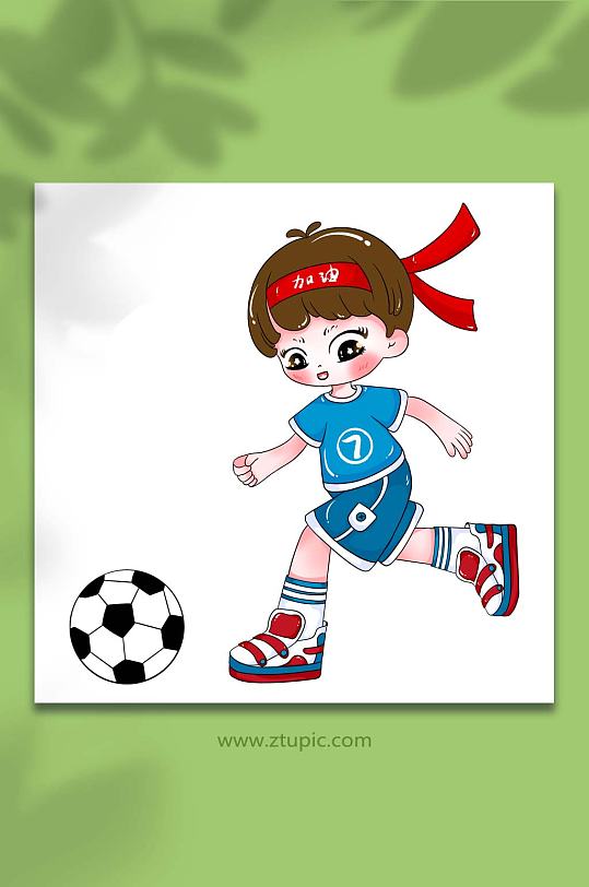 六一儿童节踢足球手绘卡通人物元素插画