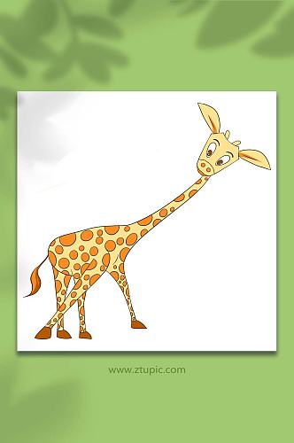 手绘卡通长颈鹿动物元素插画