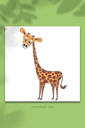 卡通可爱长颈鹿动物元素插画