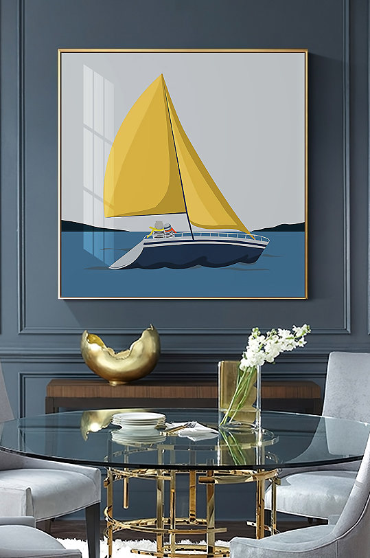 儿童帆船装饰画设计