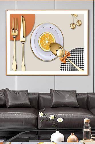 餐厅餐具刀叉装饰画