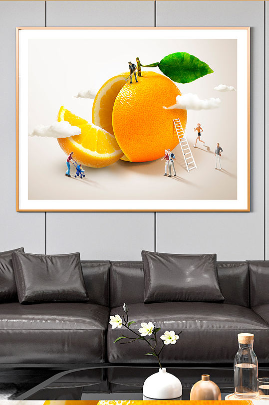 创意橙子水果装饰画挂画