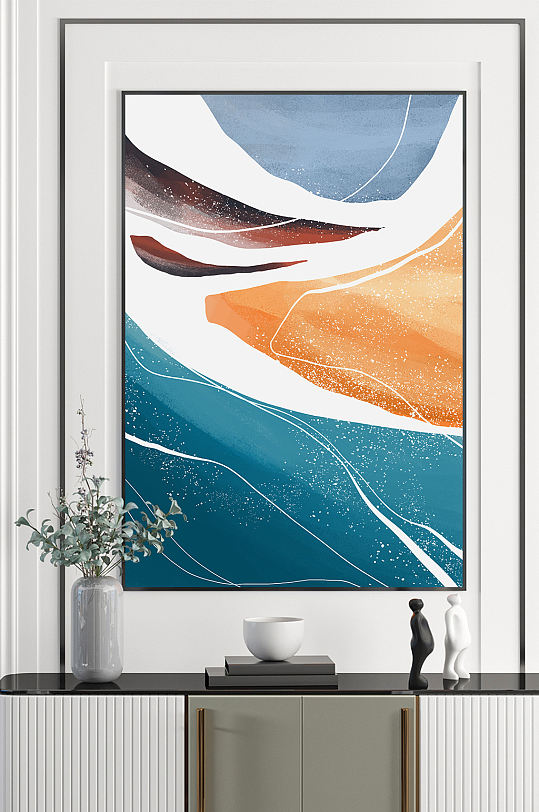 抽象色块纹理晕染线条装饰画