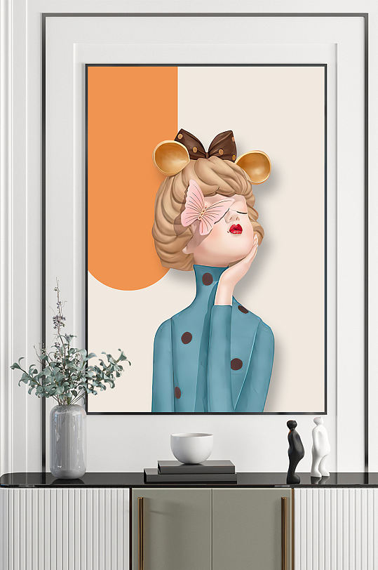 抽象少女瓷娃娃儿童装饰画