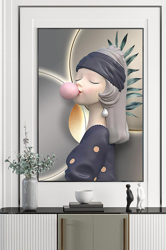 抽象少女瓷娃娃儿童装饰画