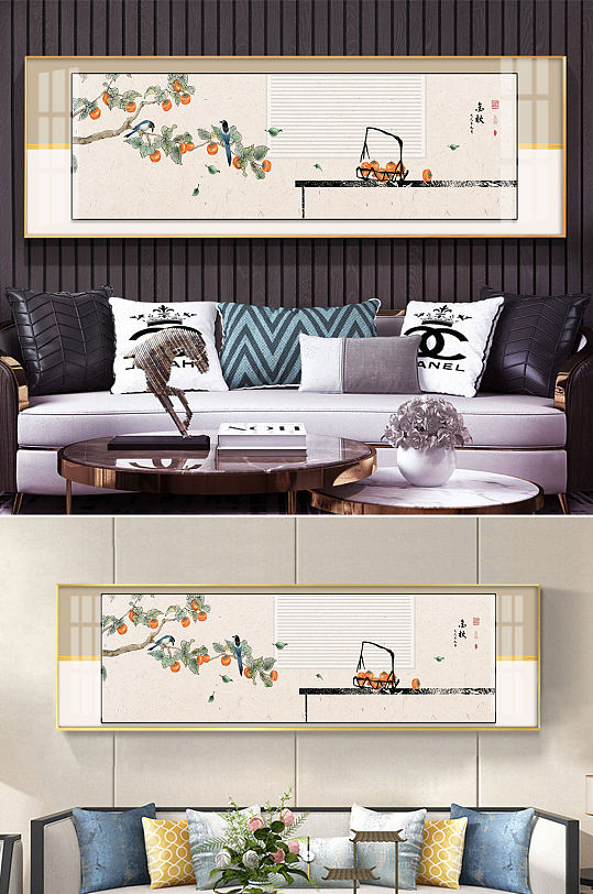 中式喜上眉梢民俗床头装饰画-众图网