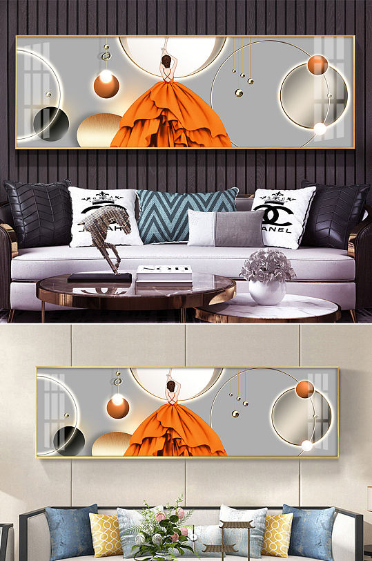 抽象美女立体几何床头画-众图网