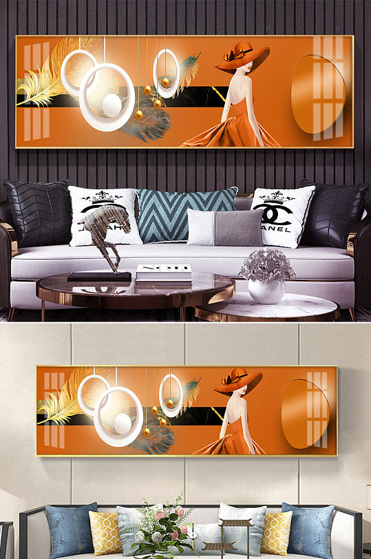 抽象美女立体几何床头画-众图网