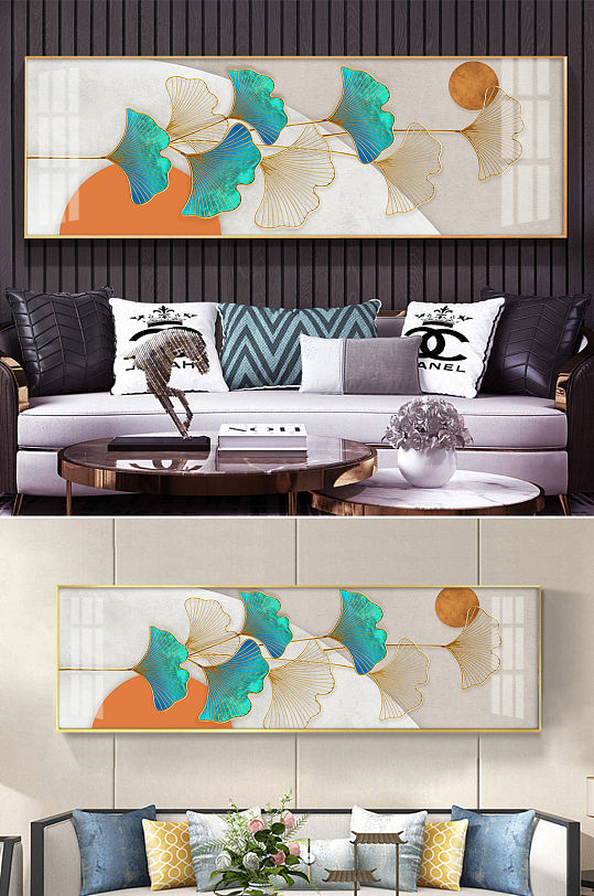 银杏叶床头装饰画-众图网