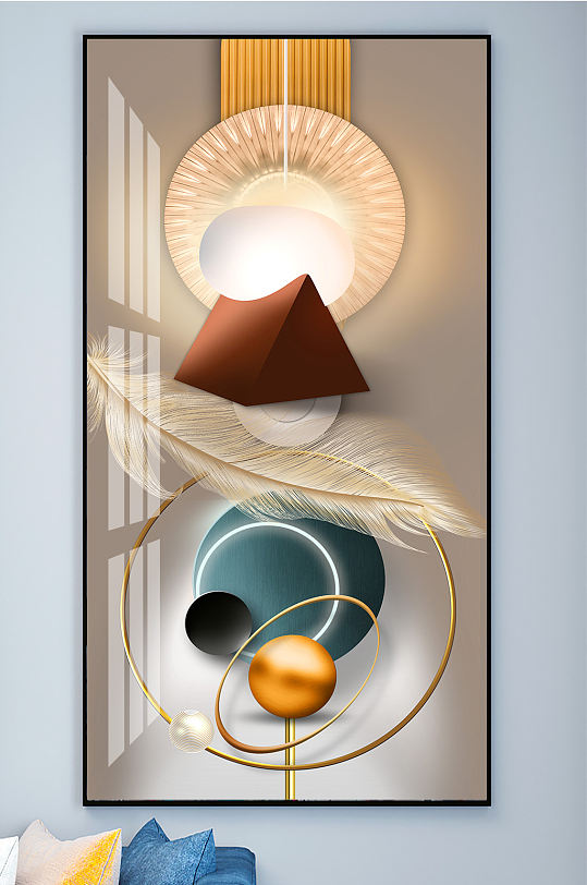 羽毛几何装饰画玄关-众图网