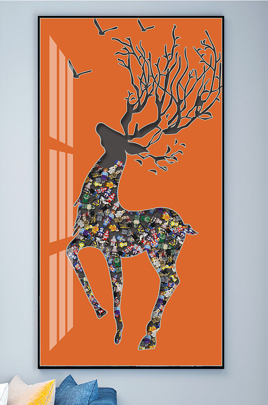 北欧麋鹿装饰画玄关