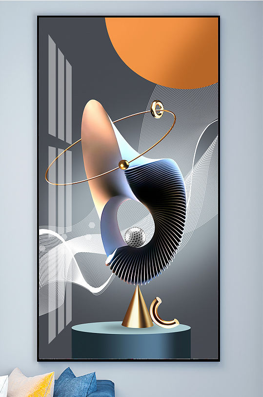 抽象立体几何装饰画玄关-众图网