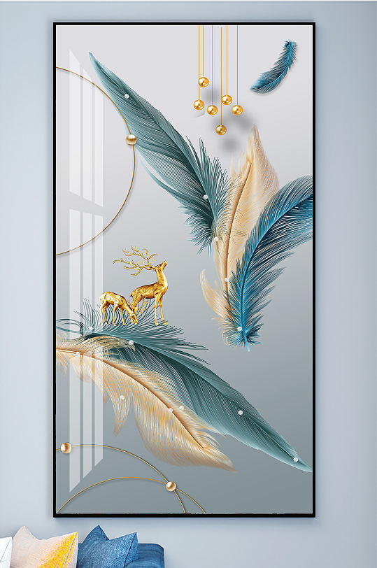 装饰画羽毛山水图片-装饰画羽毛山水素材下载-众图网