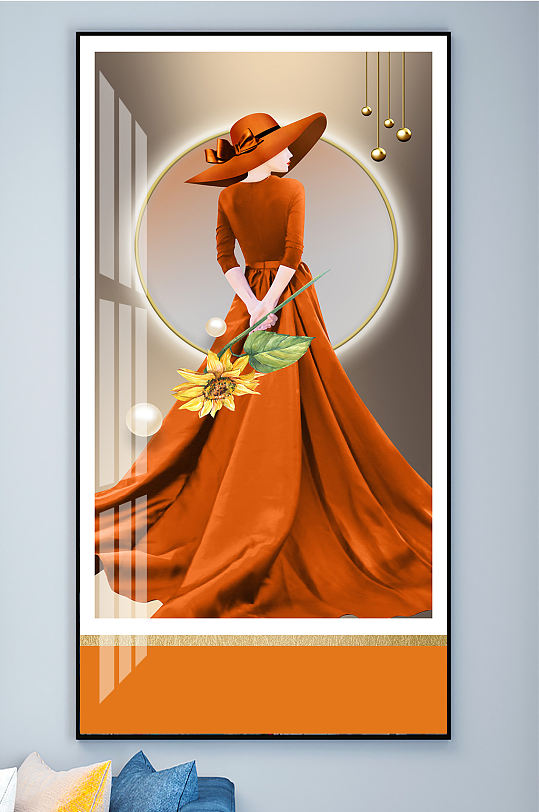 美女几何装饰画玄关-众图网