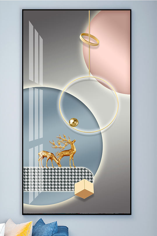 麋鹿几何装饰画玄关