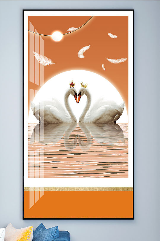 天鹅羽毛装饰画玄关-众图网