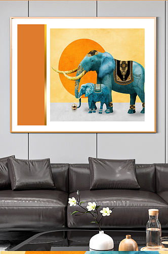 抽象珐琅彩大象装饰画