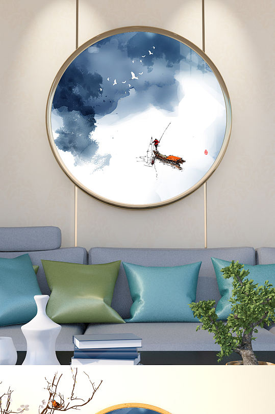 意境禅意山水水墨画-众图网