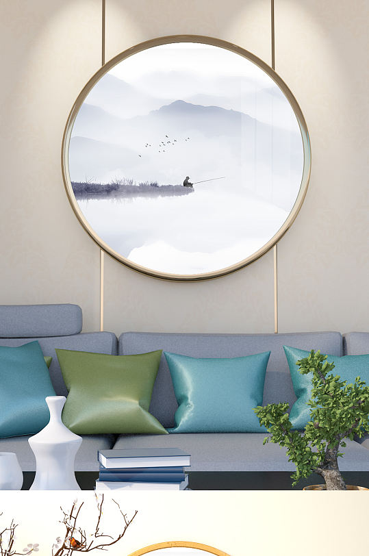 意境禅意山水水墨画-众图网