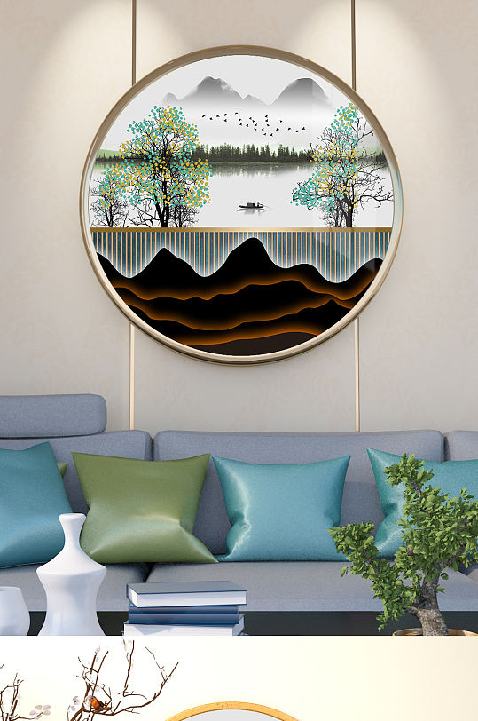 意境禅意山水水墨画装饰画-众图网