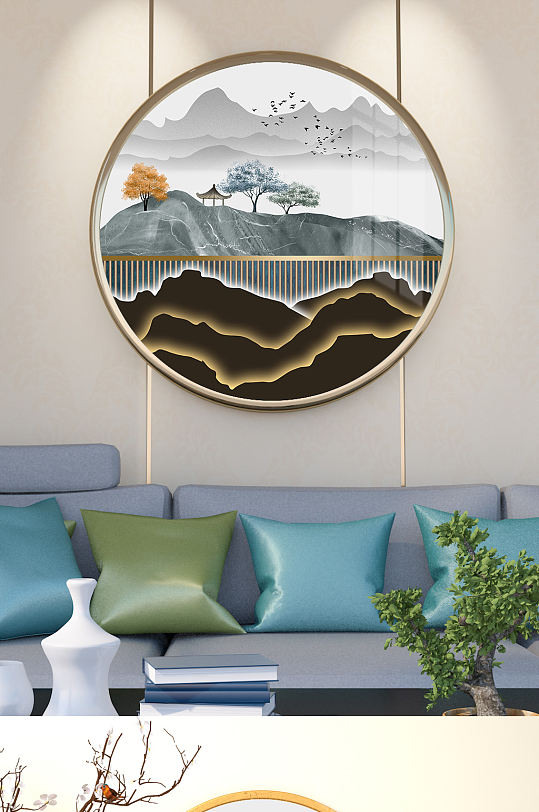 意境禅意山水水墨画装饰画-众图网