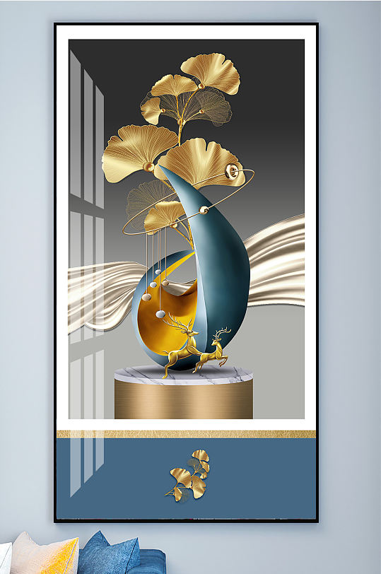 抽象银杏叶几何图形装饰画