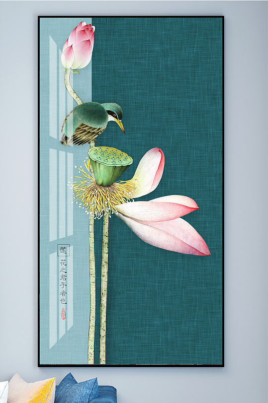 清荷墨韵荷花韵装饰画-众图网