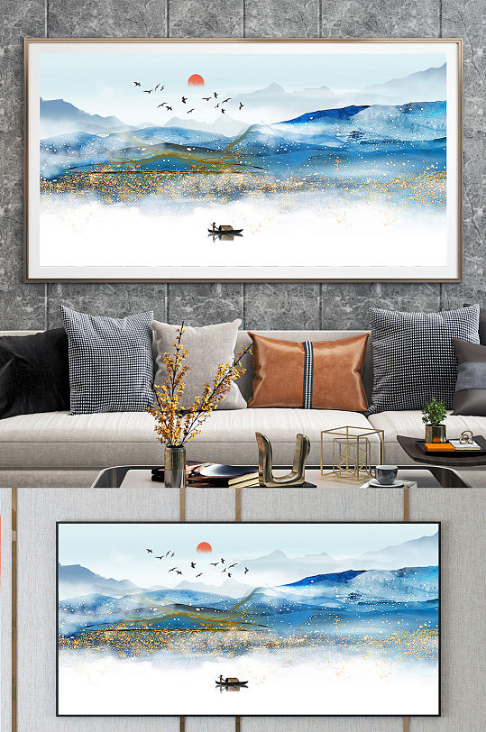 禅意水墨山水意境装饰画-众图网