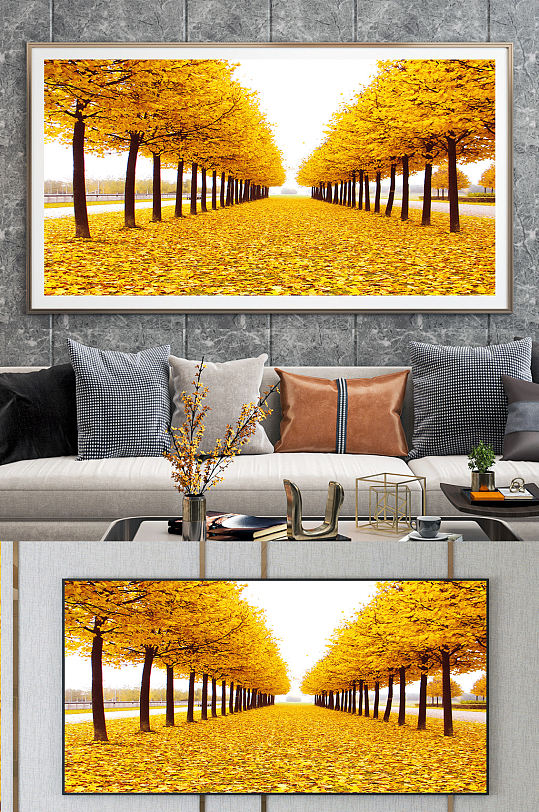 黄金满地金色发财树装饰画-众图网