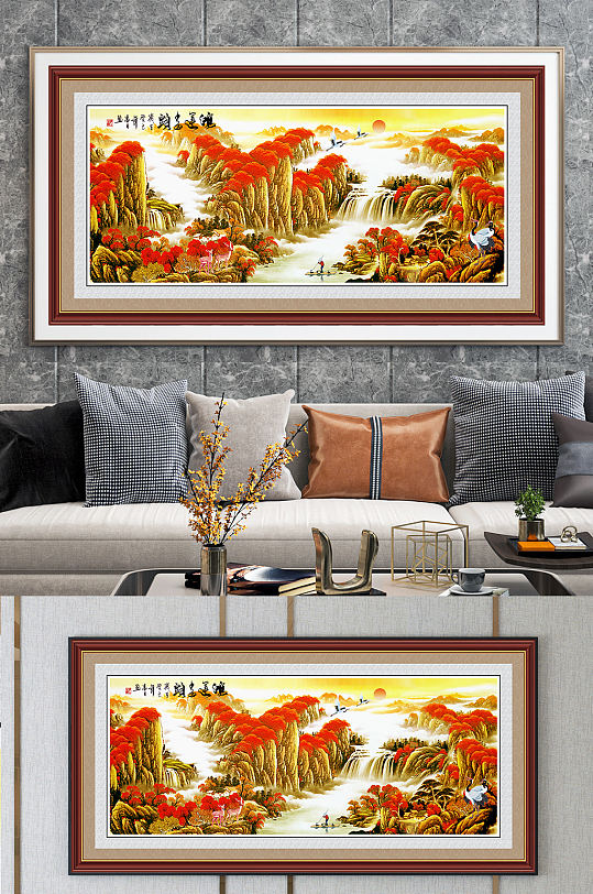 鸿运当头江山如画装饰画-众图网