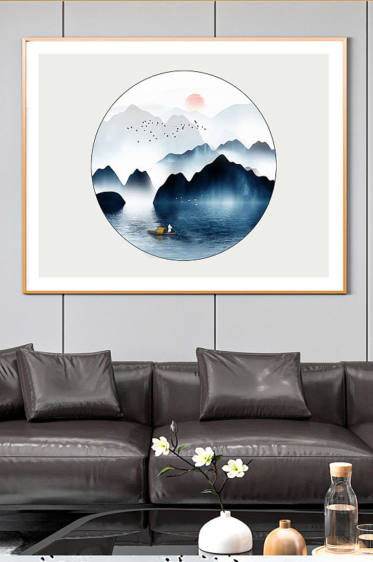 抽象山水禅意意境水墨装饰画