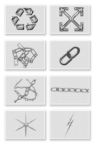 铁链金属质感镀铬免抠图元素