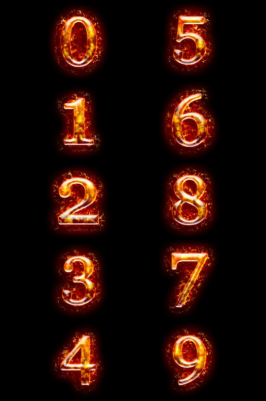 火焰特效阿拉伯数字艺术字