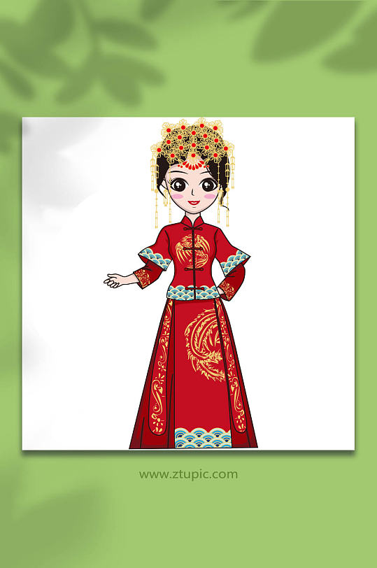 婚礼人物新娘手绘中国风设计元素
