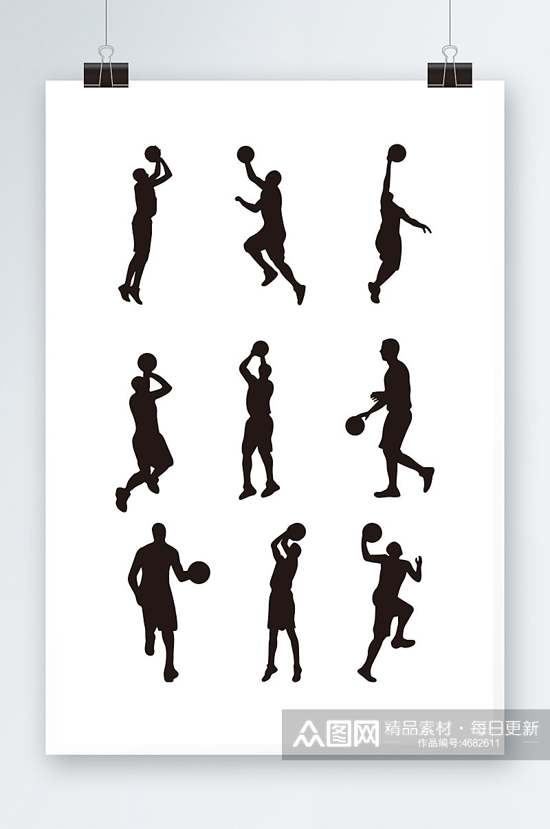 篮球运动人物剪影素材
