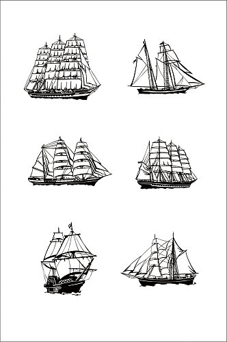 矢量图手绘船设计素材
