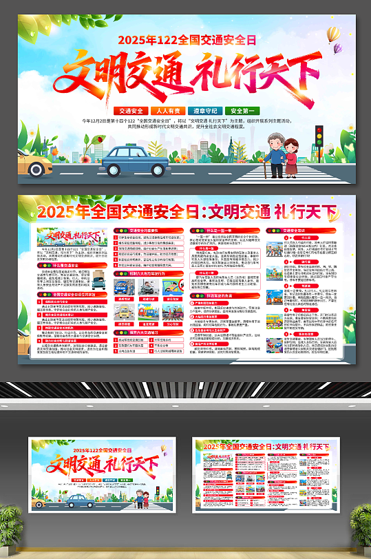 2025年全国交通安全日展板-众图网