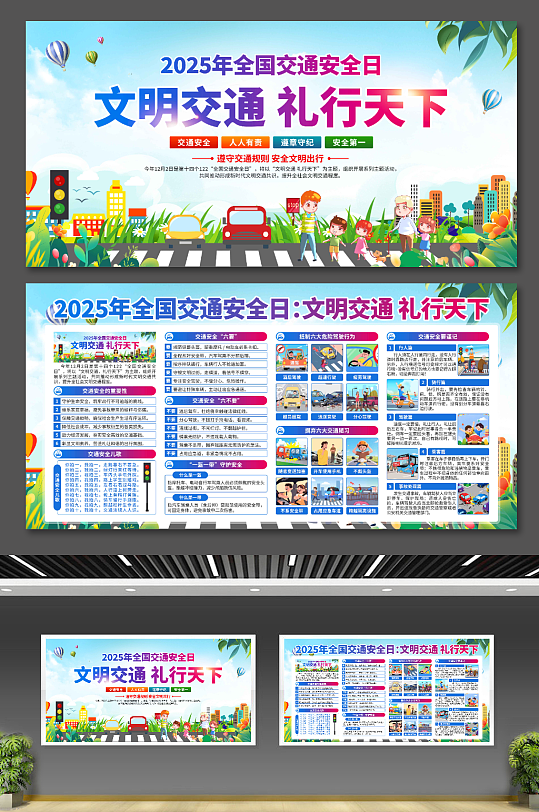 2025年全国交通安全日展板-众图网