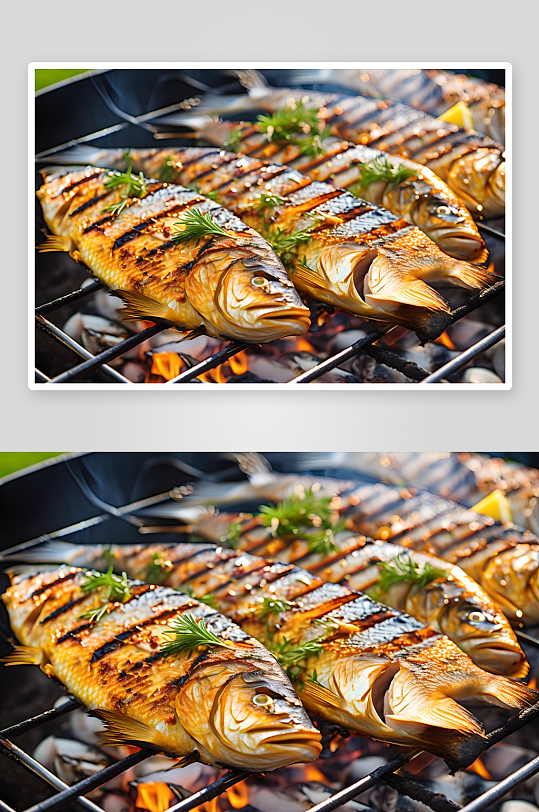 烤鱼美食海鲜高清图片